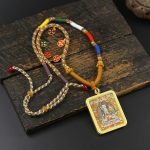Hand-Painted Gold-Traced Thangka Necklace - Image 3