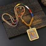 Hand-Painted Gold-Traced Thangka Necklace - Image 4