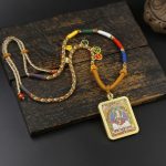 Hand-Painted Gold-Traced Thangka Necklace - Image 5