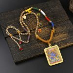 Hand-Painted Gold-Traced Thangka Necklace - Image 8