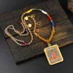 Hand-Painted Gold-Traced Thangka Necklace - Image 9