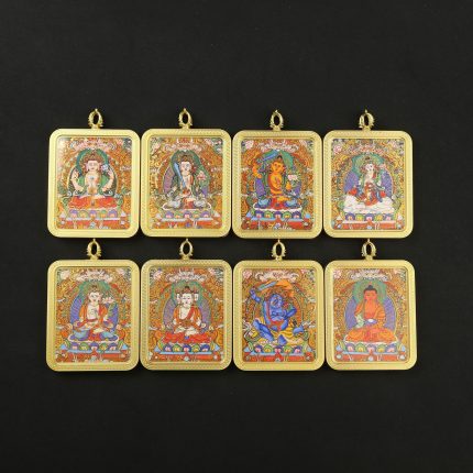 Hand-Painted Gold-Traced Thangka Necklace