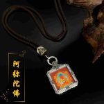 S925纯银八大守护神唐卡方牌吊坠红色朱砂藏式复古重工高级本命佛 - Image 4
