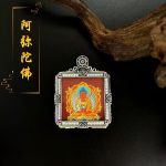 S925纯银八大守护神唐卡方牌吊坠红色朱砂藏式复古重工高级本命佛